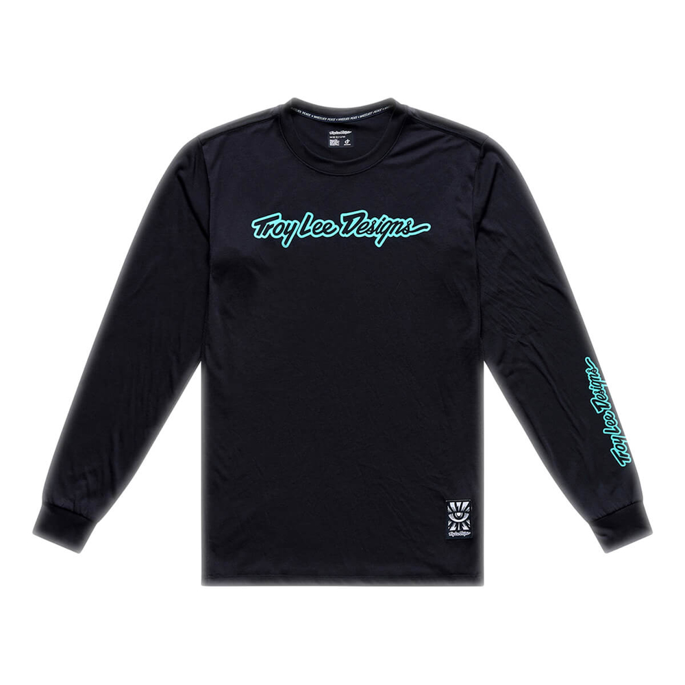 TROY LEE DESIGNS SKYLINE RIDE LONG SLEEVE TEE SIGNATURE BLACK / REAL TEAL S
