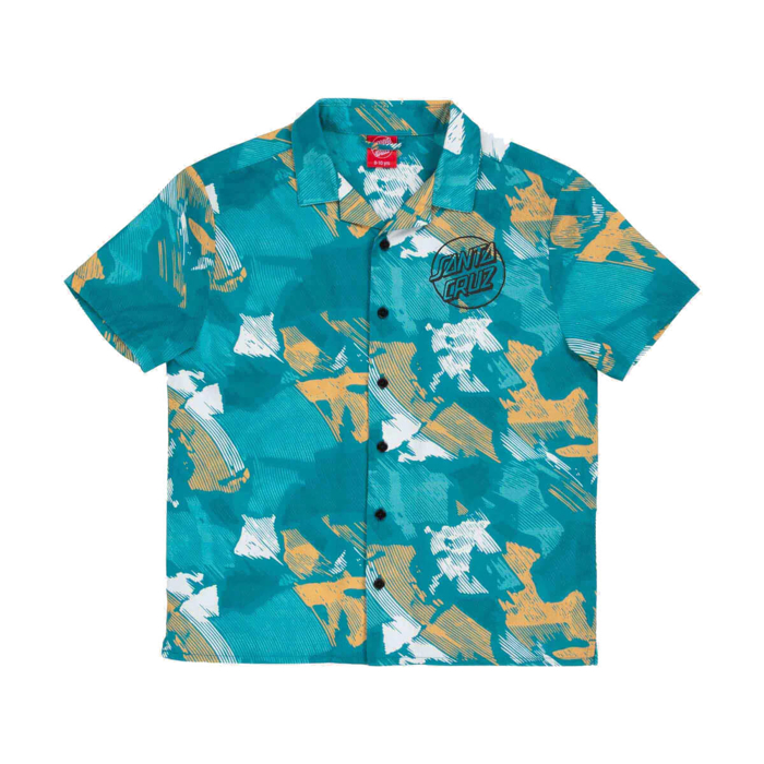 SANTA CRUZ YOUTH STAMPED OPUS SS SHIRT TEAL WOODCUT CAMO 6-8