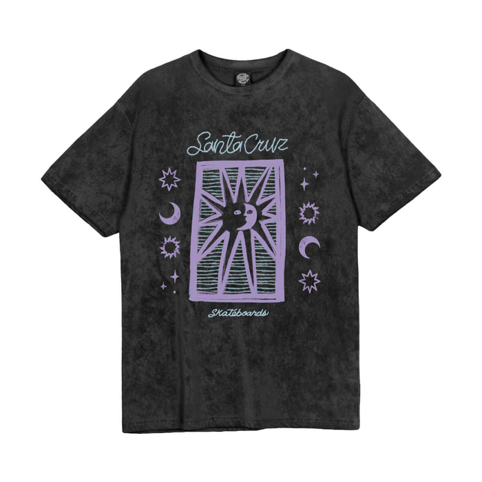 SANTA CRUZ SUN STAMP SCRIPT T-SHIRT CHARCOAL ACID WASH 6