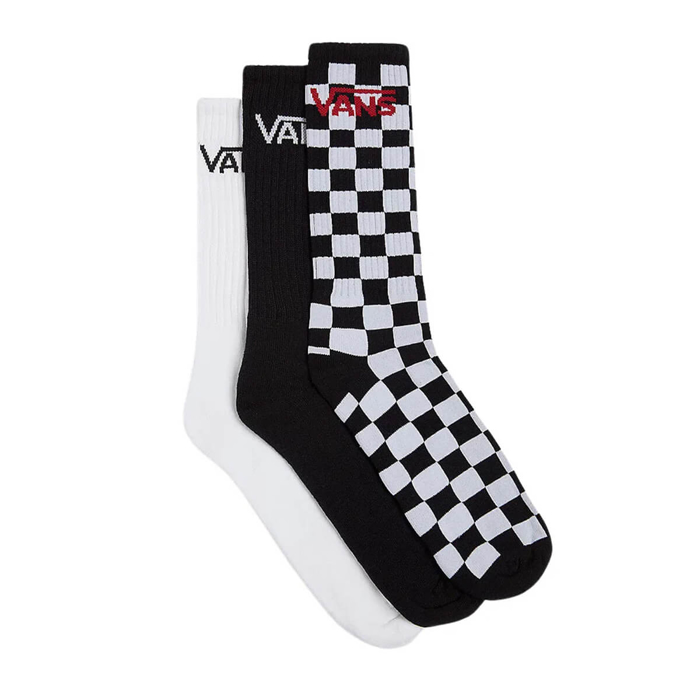 VANS CLASSIC CHECK CREW SOCKS (3PK) BLACK/WHITE M