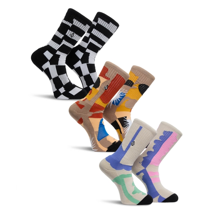 VOLCOM PRINT MIXER SOCK 3PK MULTI UNI