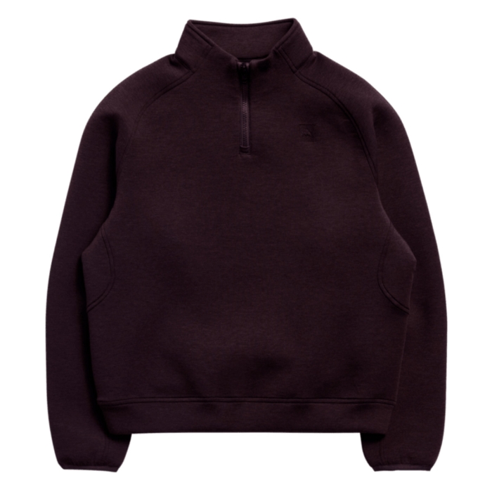 BURTON W SPACECLOUD 1/4 ZIP TOP BEAR HUG BROWN HTR XS