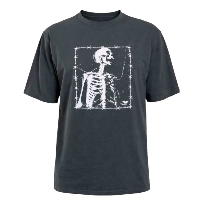 FALLEN BARBED BONES T-SHIRT IRON/WHITE M