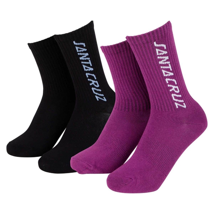 SANTA CRUZ STRIP SOCKS 2PK BERRY & BLACK 4-7