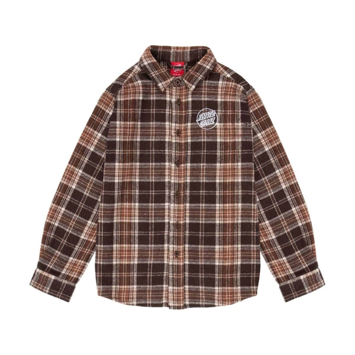 SANTA CRUZ YOUTH CHOPPER LS SHIRT BROWN CHECK 8-10